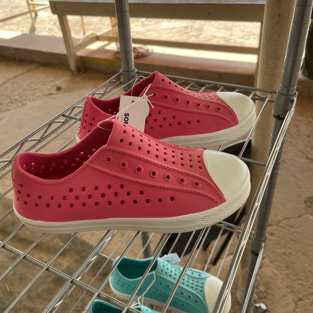 Pink Perforated Slip-On Sneakers Sz 5 NEW